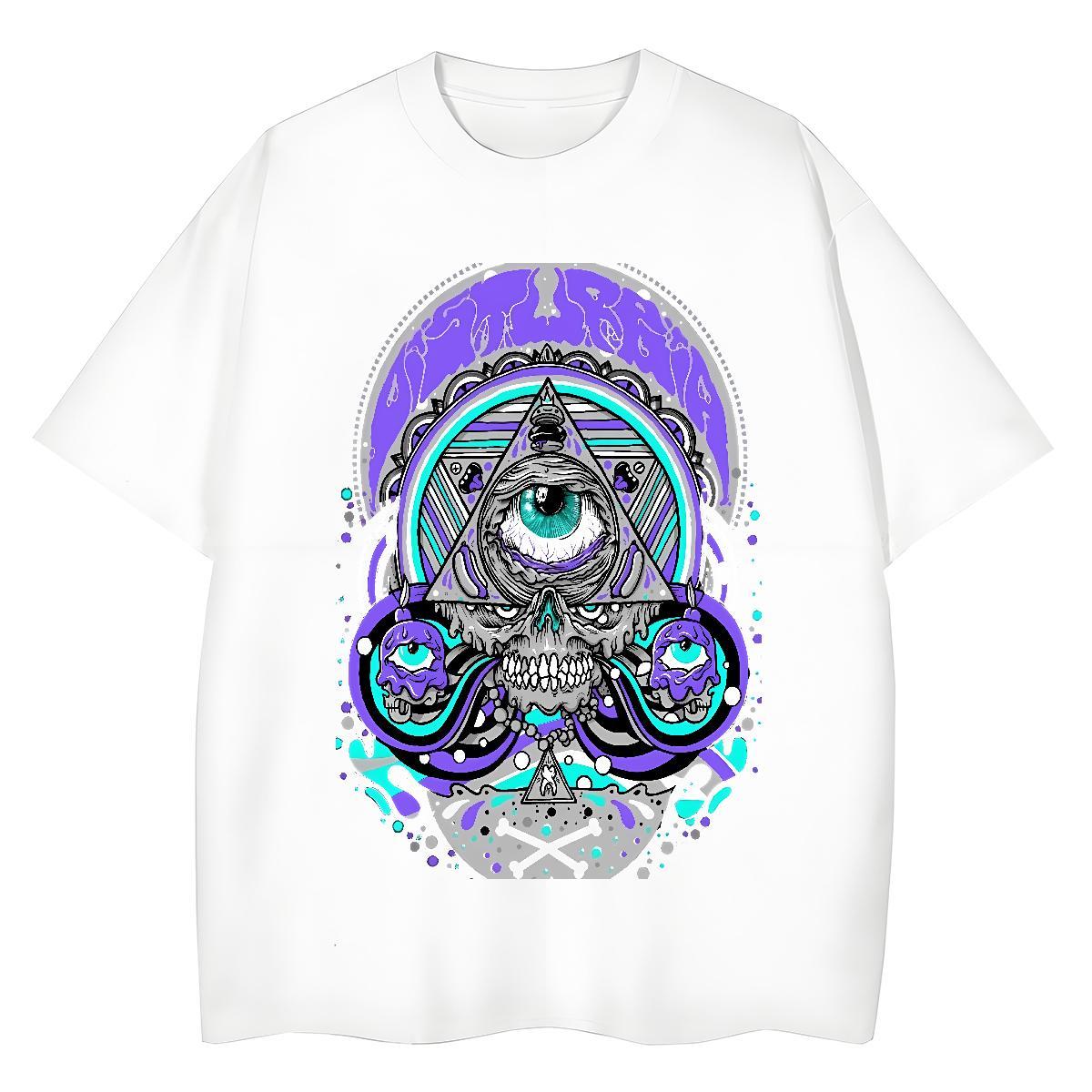 2024 Casual T-Shirts 230g Pure Cotton Breathable Hip Hop Street eye of the devil Woman Tshirt Female Customized Tops Tees