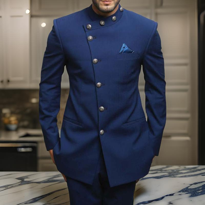 Blue Jodhpuri Suit for Mens Formal Wedding Groom Tuxedo 2 Piece Single Breasted Jacket with Pants Male Fashion Costume New Arrival 2025