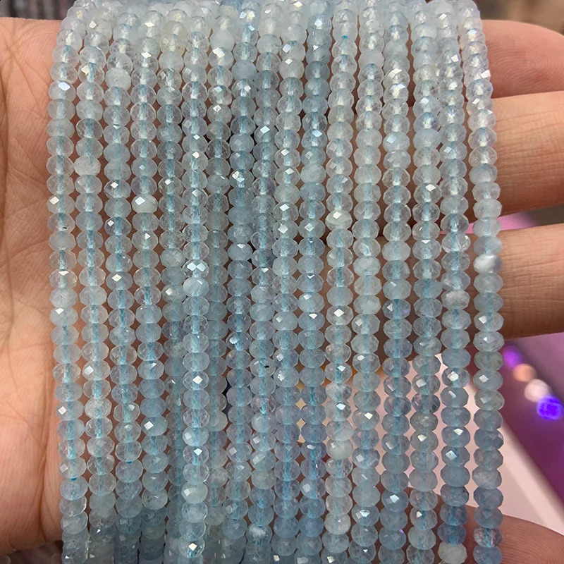 3x4mm natural aquamarine protein stone amethyst beads 15 inch facial Rondelle DIY beads for jewelry making bead necklaces and gifts 241017
