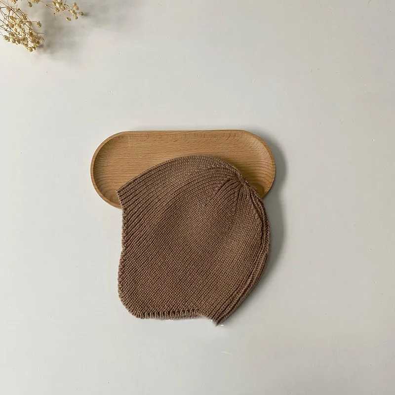 Korea Solid Color Baby Beanies Soft Baby Bonnet Cap Kids Knitted Hats Autumn Winter Baby Hat New Born Photography Props LX241018