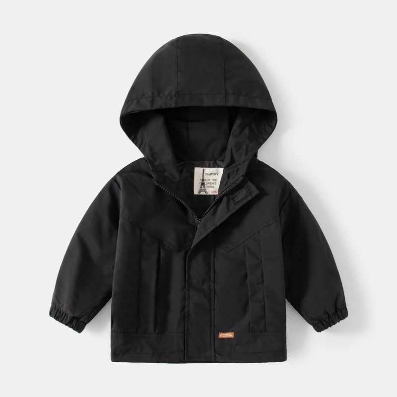 Childrens Hoodie Autumn Clothing Boys Casual V-neck Windproof Childrens Zipper Baby Hoodie Solid Color Hard Shell M241018