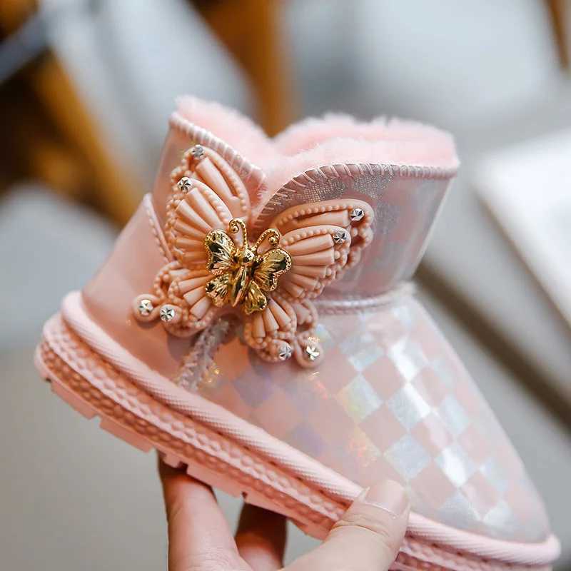 Boots Snow Boots for Children Girlsplush Princess Boots Warm Shoes for Children Winter Shoe for Girl Kids Shoe for Boy Platform Boot H241018