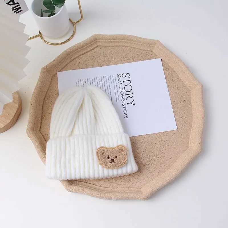 Cute Bear Baby Knit Hat Solid Color Soft Comfortable Toddler Beanies for Boy Girl Autumn Winter Warm Kids Knitted Hat LX241018