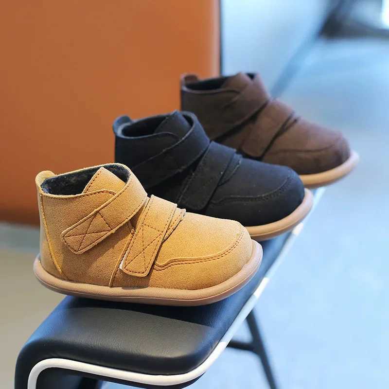 Boots Autumn and winter boys and girls boots outdoor plush childrens casual shoes baby shoes Oxford suede anti slip soft soled childrens ankle boots H