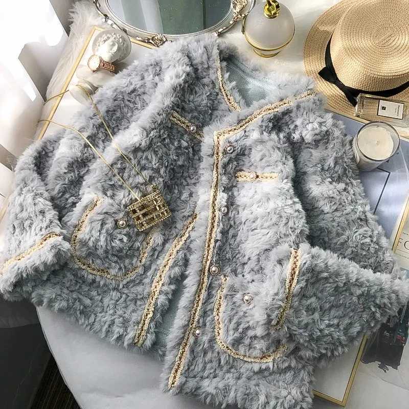 French Retro Fragrant Lamb Wool Coat Short Thickened Womens Round Neck Autumn Winter 2022 JacketX241018