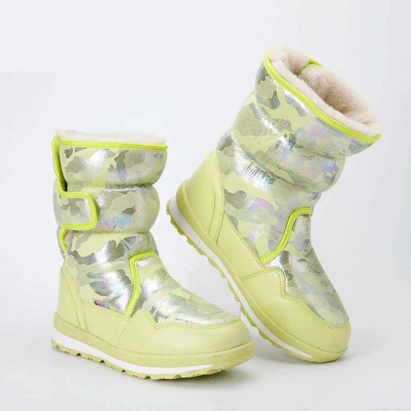 Boots Camouflage military winter warm plush childrens snow boots anti slip waterproof skiing girls long boots family matching shoes H241018
