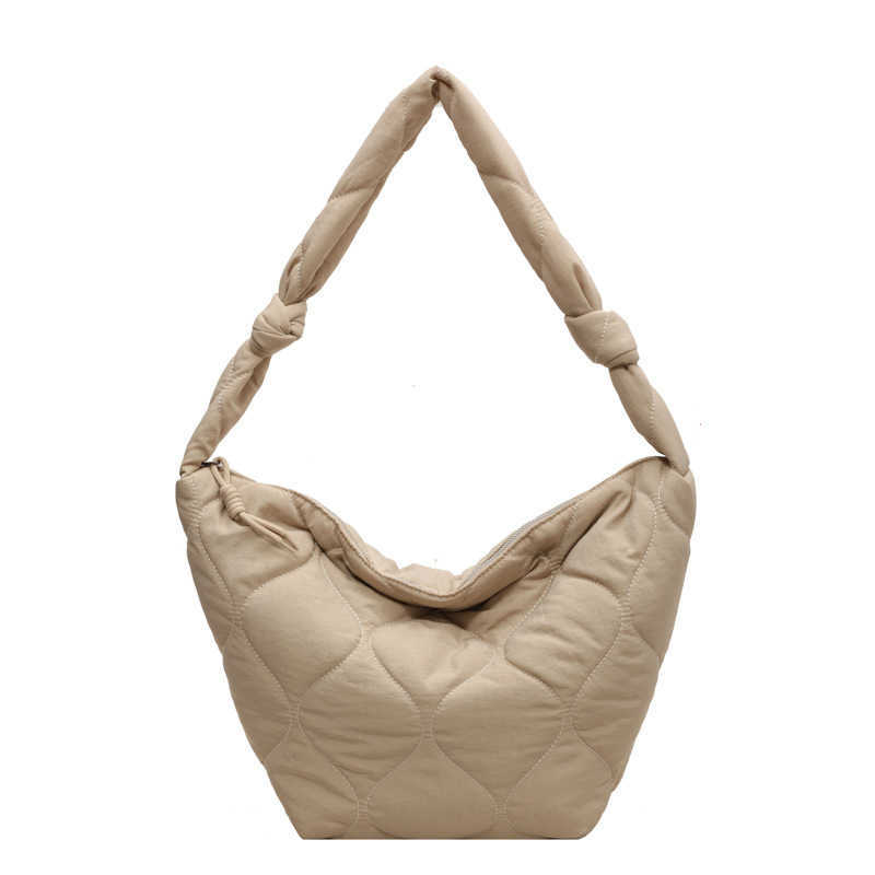 autumn winter cotton clothing dumpling bag, embroidered fashionable shoulder bag women, casual capacity nylon cross bag 241015