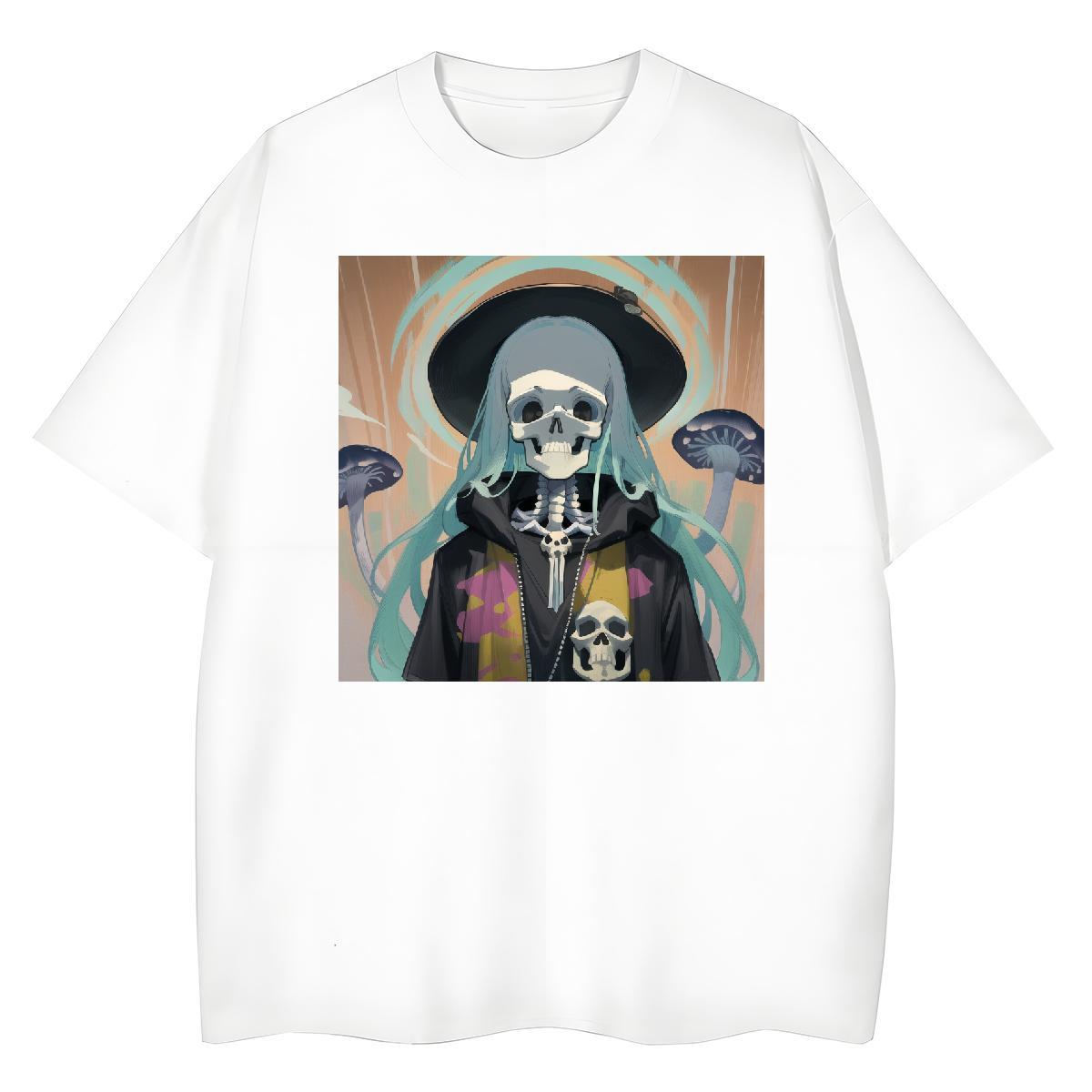 DIY Woman T Shirts 100% Cotton 230g Breathable Crew Neck Beach skull Tshirt for Man Woman Loose fit Anime Oversized Tops Tees