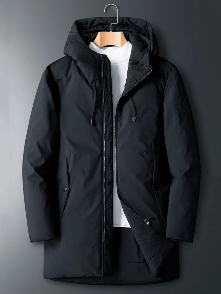 90% White Duck Down Mens Winter Puffer Jacket Hooded Windbreaker Warm Down Gilet Long Trench Coats Big Size 6xl 7xl 8xl 241017