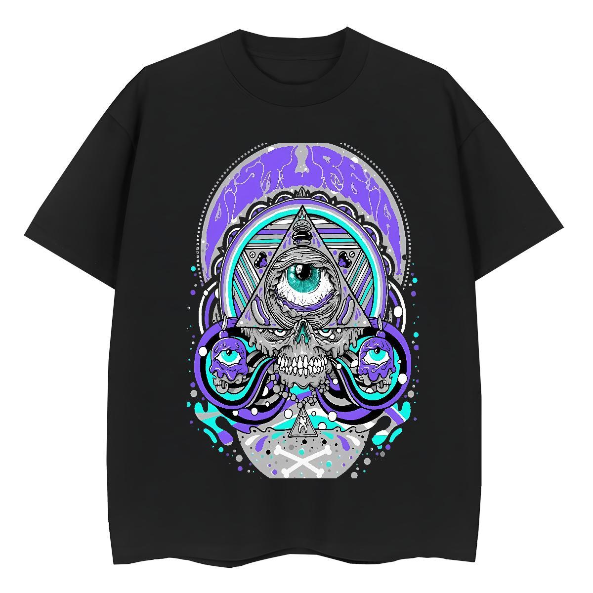 2024 Designer T Shirts Women 230g 100% Cotton Breathable Crew Neck Street Casual eye of the devil Women Tshirts Brand Cartoon Floral Printing Tees Shi