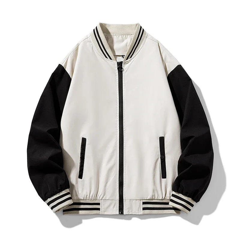 Autumn Mens Jacket Fashionable Color Matching Loose Outdoor Casual Sports Baseball Uniform Coat WorkJacket 241018