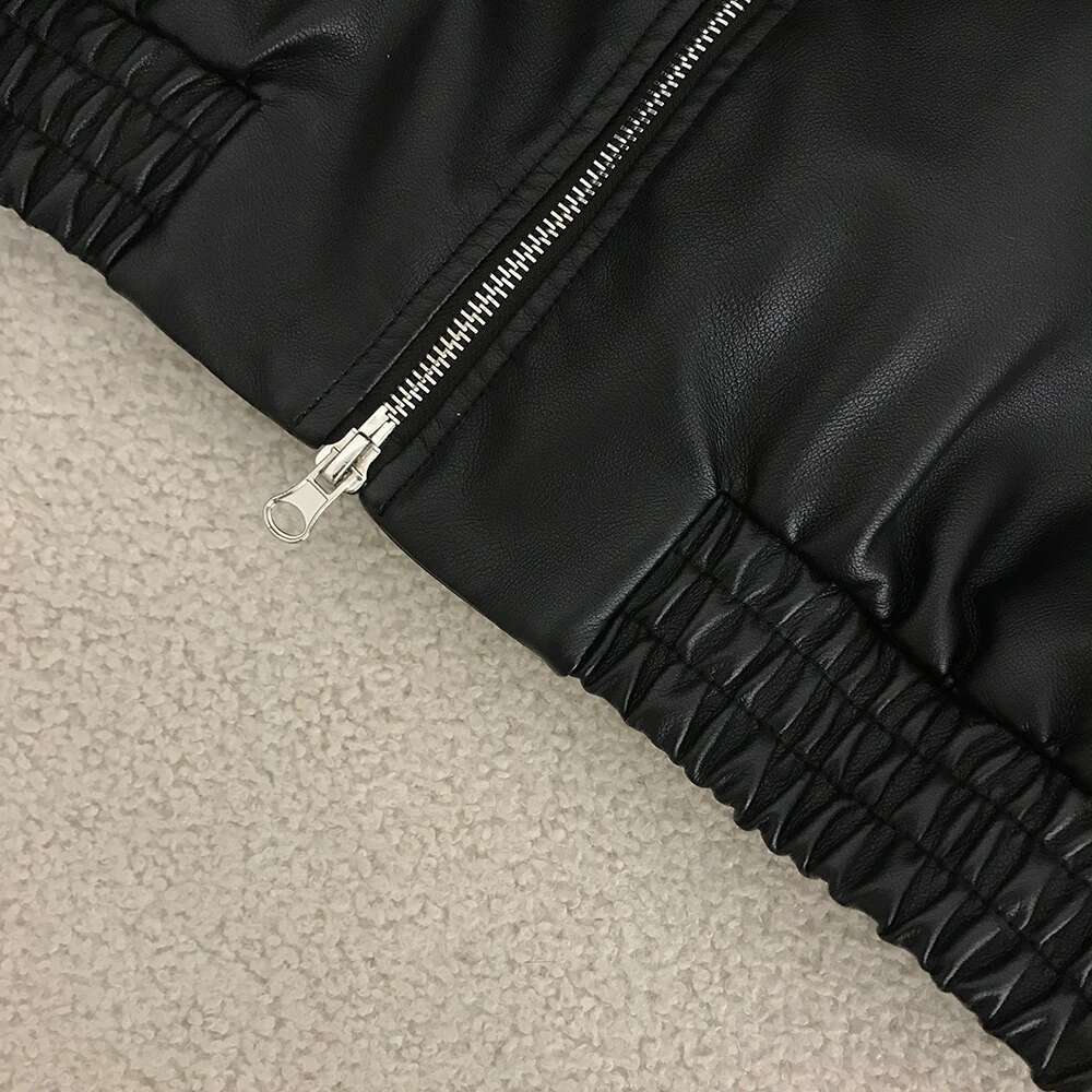 Coat Lady 2024 Short Motorcycle Faux Women Autumn American Vintage PU Leather Jacket High Street