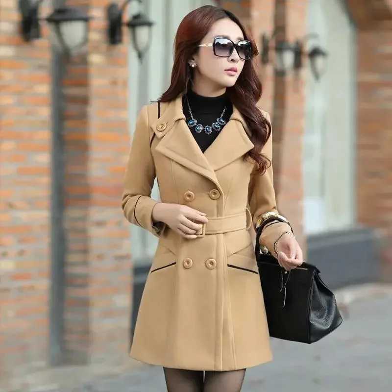 2023 New Korean Winter Woman Wool Coat Long Warm Female Woolen Coat Female Autumn Fashion Double-Breasted Jacket OuterwearX241009