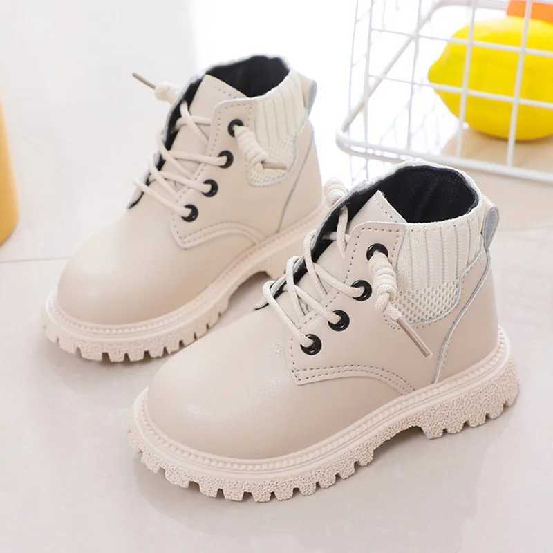 Boots Childrens Fashion Casual Shoes Autumn Lace Boots Girls and Boys Leather Soft Anti slip Boots Solid Color Breathable Shoes 21-30 H241018