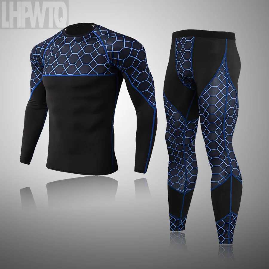Men's Thermal Underwear Mens Sports Thermal Underwear Set Men Running Long Johns Compression Leggings Clothing Winter First layer Jogging Skin Ca