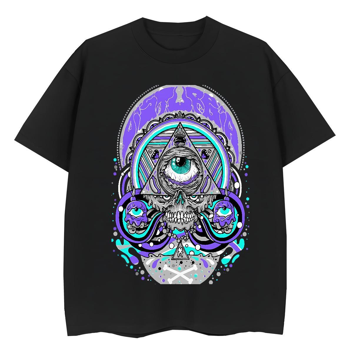 2024 Casual T-Shirts 230g Pure Cotton Breathable Hip Hop Street eye of the devil Woman Tshirt Female Customized Tops Tees