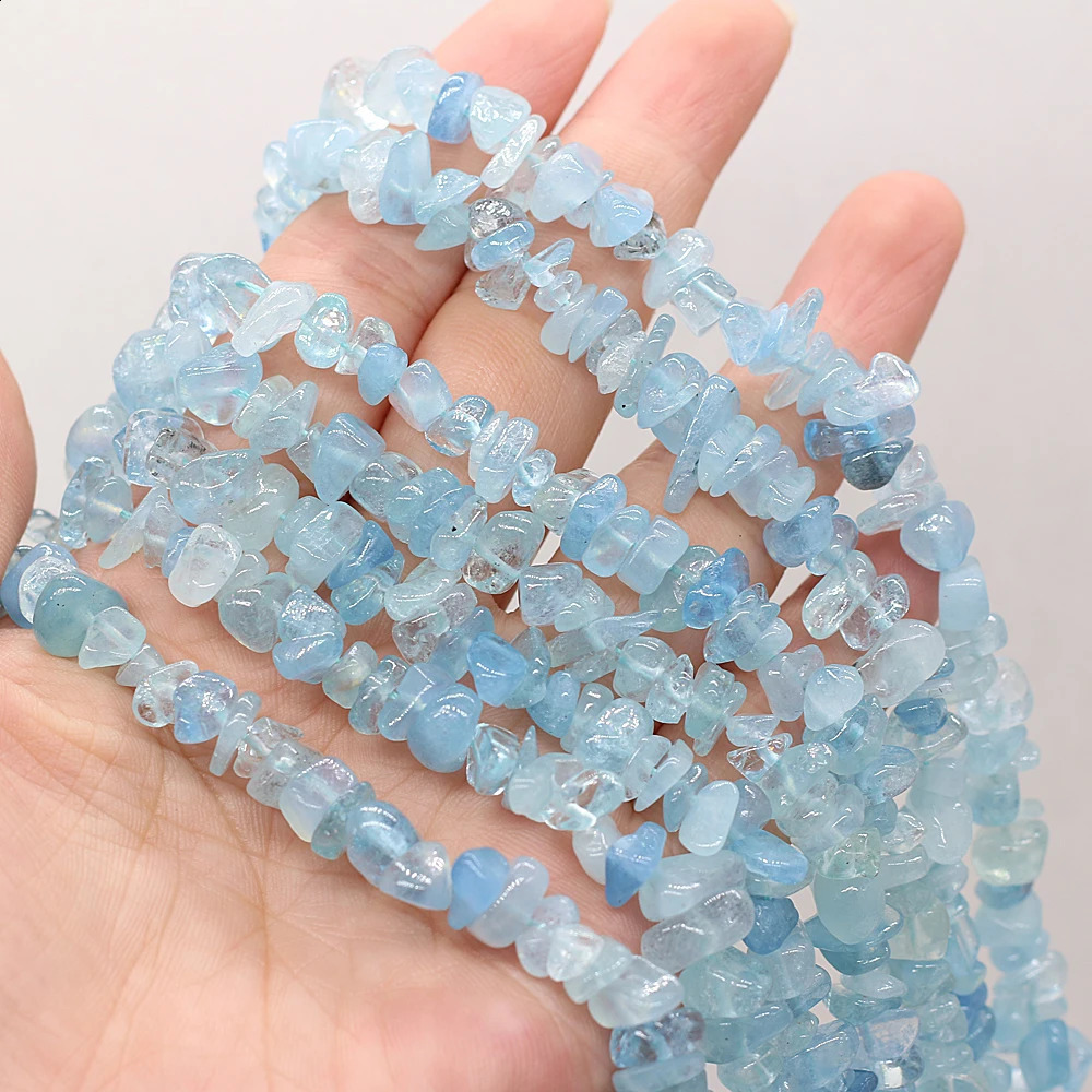 19 types of natural semi stones unformed stone aquamarine 3x5-4x6mm used for DIY necklace earring accessories gift length 40cm 241017