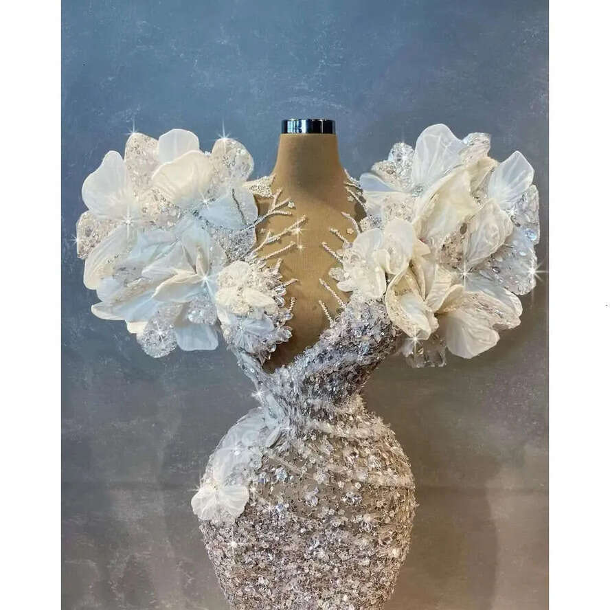 Plus Size Ebi Aso Arabic Stylish Urious Mermaid Wedding Dress Beaded Crystals Lace Sheer Neck Bridal Gowns Dresses Bes Es es