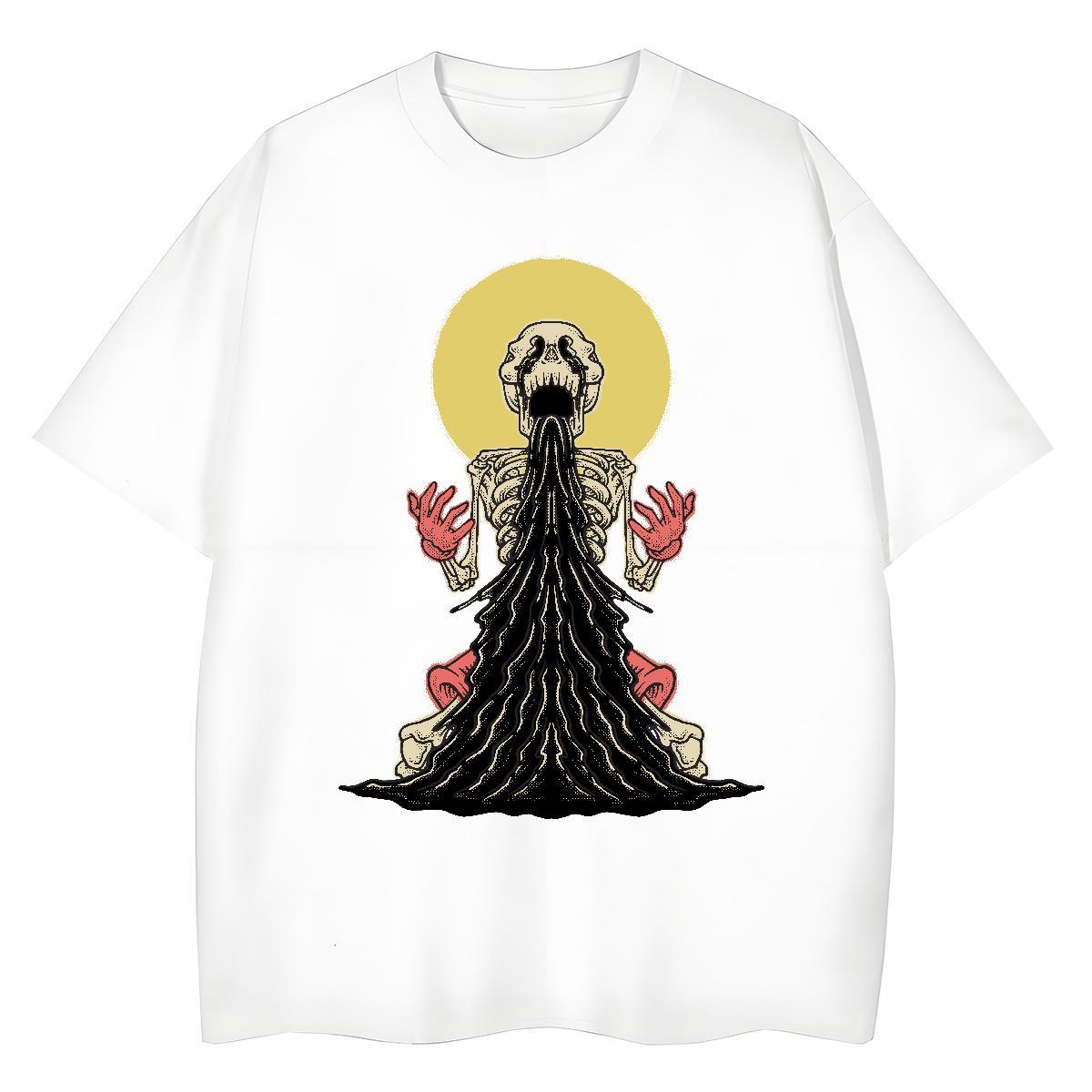 2024 T-Shirts 230g Pure Cotton O Neck Short Sleeves Sports Casual skull Womens Tshirts Designer White Plus Size Top Shirts