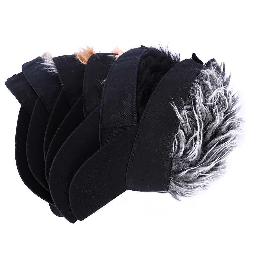 Golf Baseball Cap with Fake Flair Hair Cap Sun Visor Fun Toupee Hats Mens Womens Spiked Hairs Wig Hat Moto Gp Baseball CapX241018