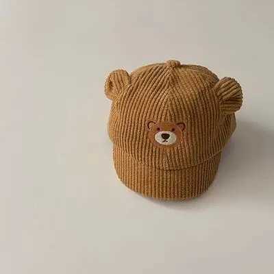 Spring Autumn Boy Girl Baby Bear Peaked Cap Infant Embroidery Baseball Hat Kid Corduroy Sunscreen Cap Toddler Cotton Hat LX241018