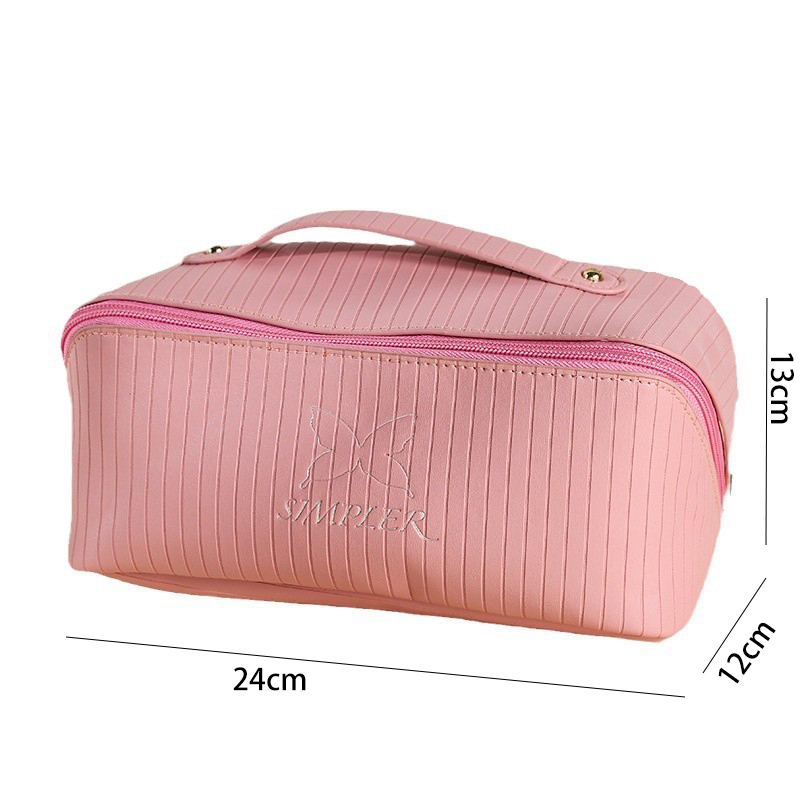 Tote bag new vertical stripes storage cosmetic bag large capacity senior sense of cute face value travel portable organizer bag a from