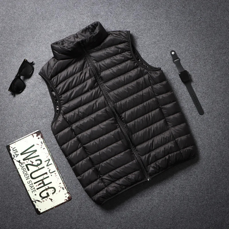 Mens Sleeveless Puffer Jacket 2023 New Autumn Spring Lightweight Water-Resistant Packable Men Down Vest Coat Plus Size 5Xl 6Xl