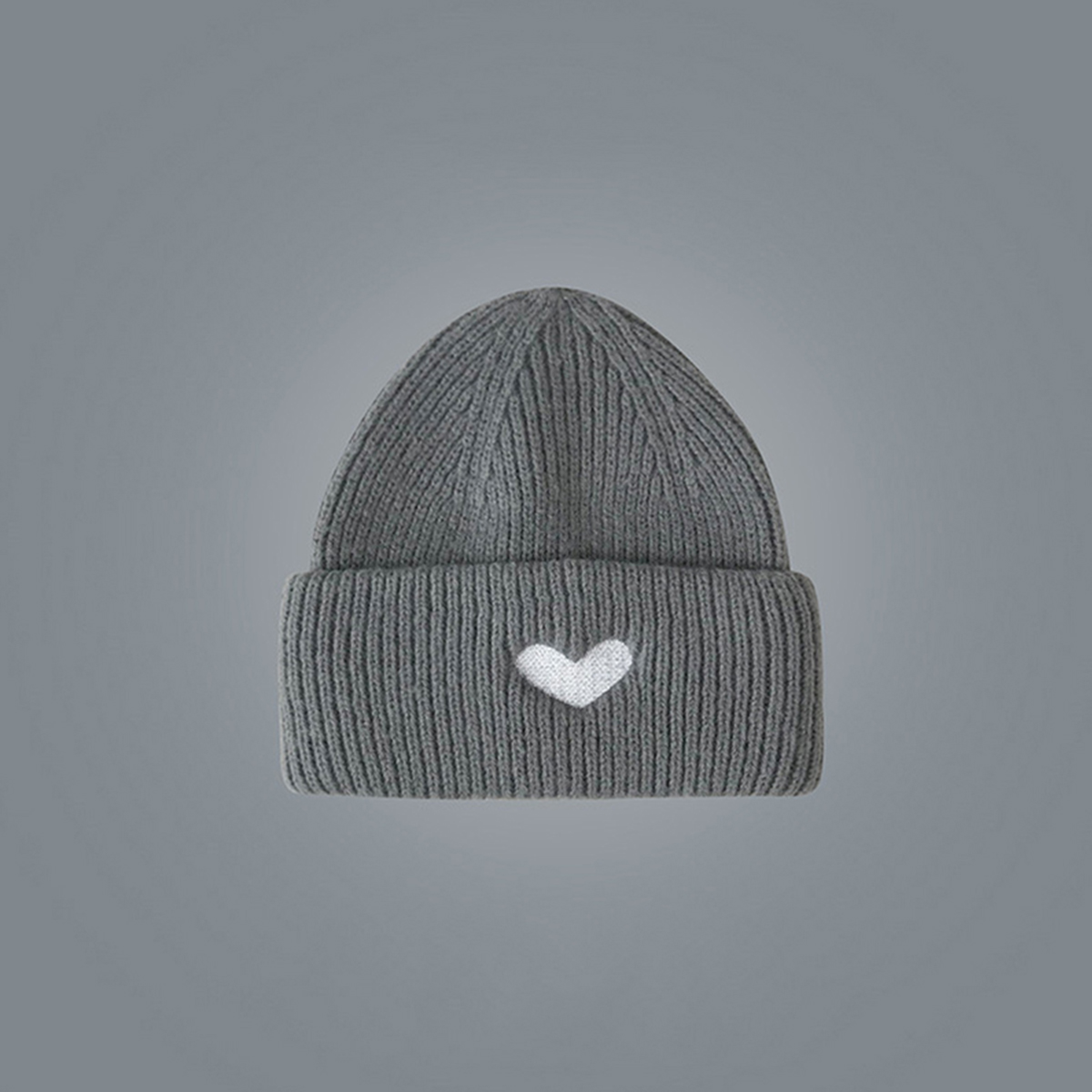 Cozy Multi-Occasion Knitted Beanie with Lovely Heart Embroidery - Perfect for Fall & Winter