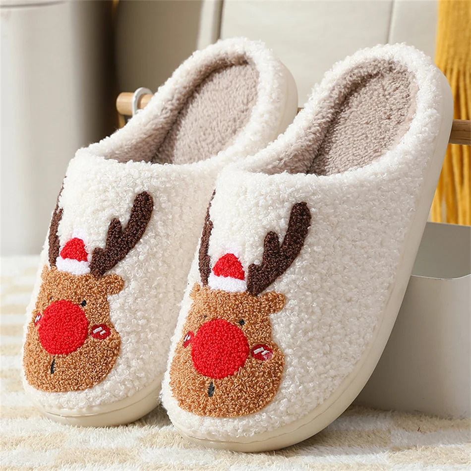 Womens Winter Family Couple Bedroom Warm Lining Slippers Christmas Camel Cotton Slippers241018