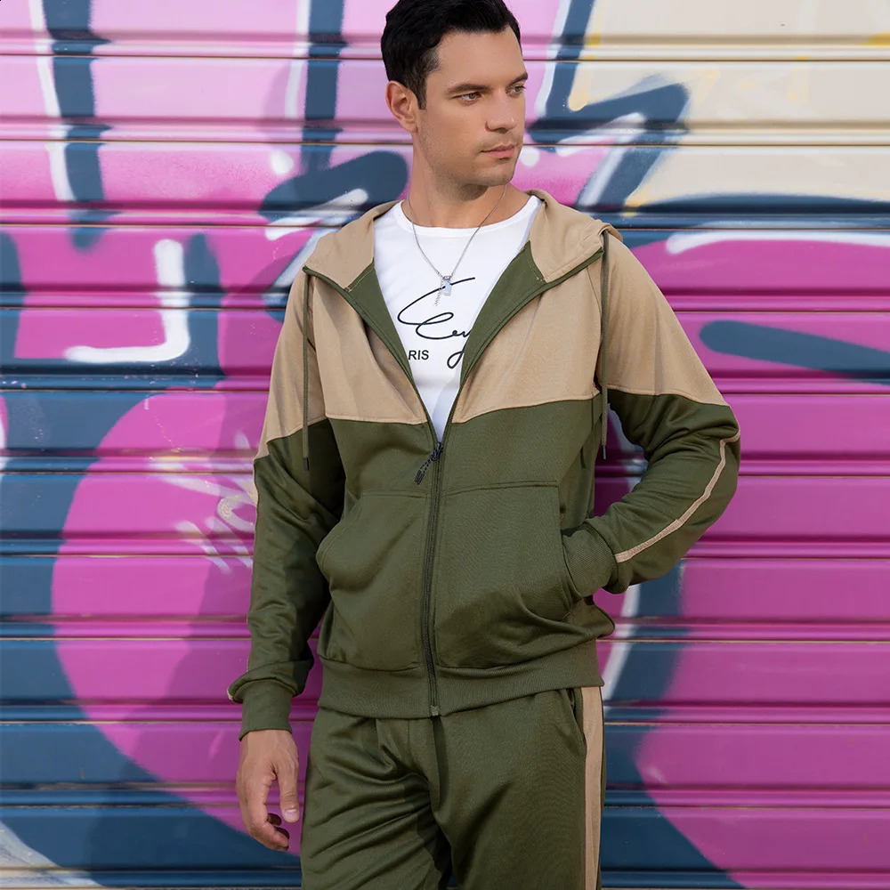 US Size Sportswear Men Tracksuit Two Pieces Set Male Fashion Hooded Mens Autumn HoodiesPants Man Sweat Suit Streetwear 241017
