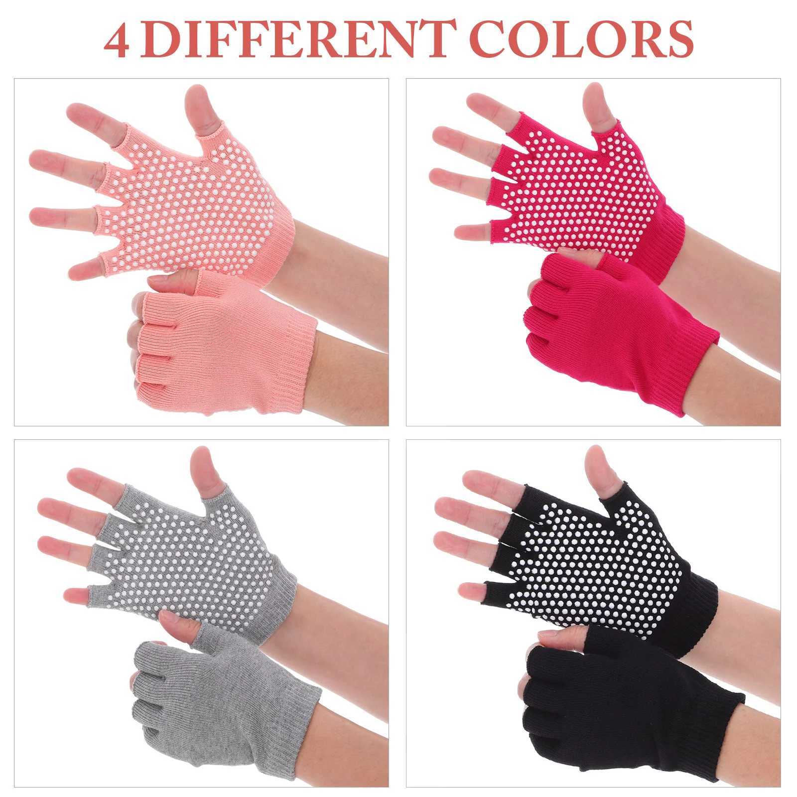 4 pairs of yoga cycling anti slip gloves ladies grip skiing grip cotton fingers womens fitnessW241018