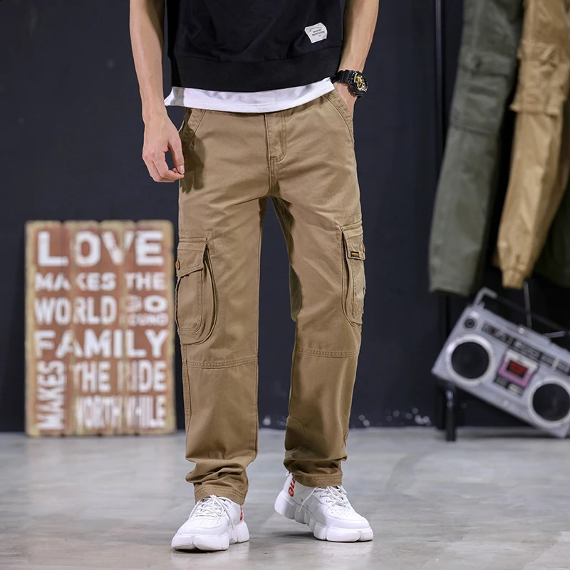 KSTUN Autumn Cargo Pants Multi-pockets Straight Cut 100% Cotton Overalls Outdoor Man Trousers Tactical Casual Pants 241010
