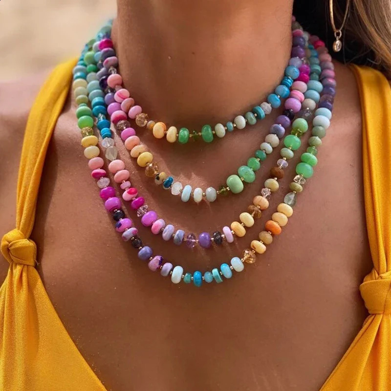 Baroque Pearls Mixed Color Round Irregular Bead Necklace Classic Natural Stone Jewelry Fashion Men and Women Daily Chain 241018