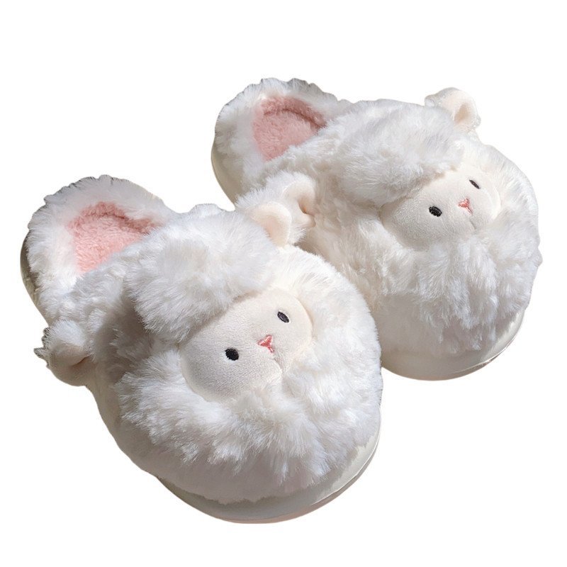 2024 New Women's Winter Soft Cartoon Sheep Slippers Cute Home Designer Warm Baotou Woolen Cotton Shoes Free Shipping