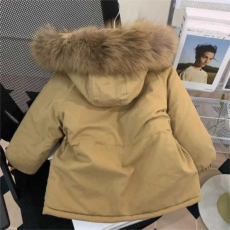 Winter childrens coat plush cotton apron jacket girls clothing Korean childrens park fashion hooded childrens coat 2-8Y M241018