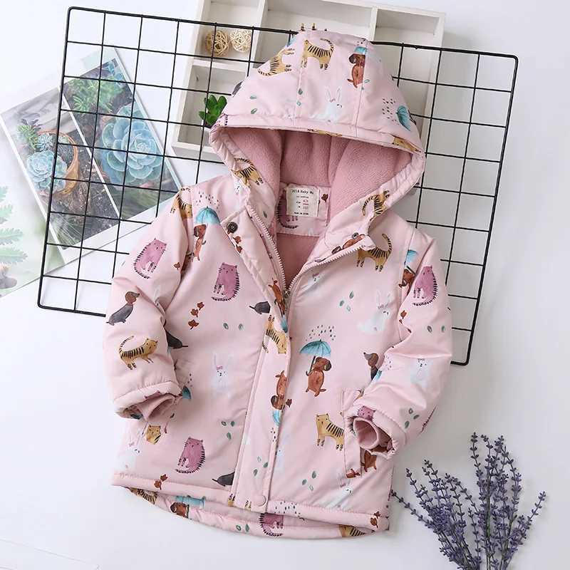 Raise Autumn Winter Baby Girl Parkas Animal Printed Windproof Wool Warm Childrens Coat M241018