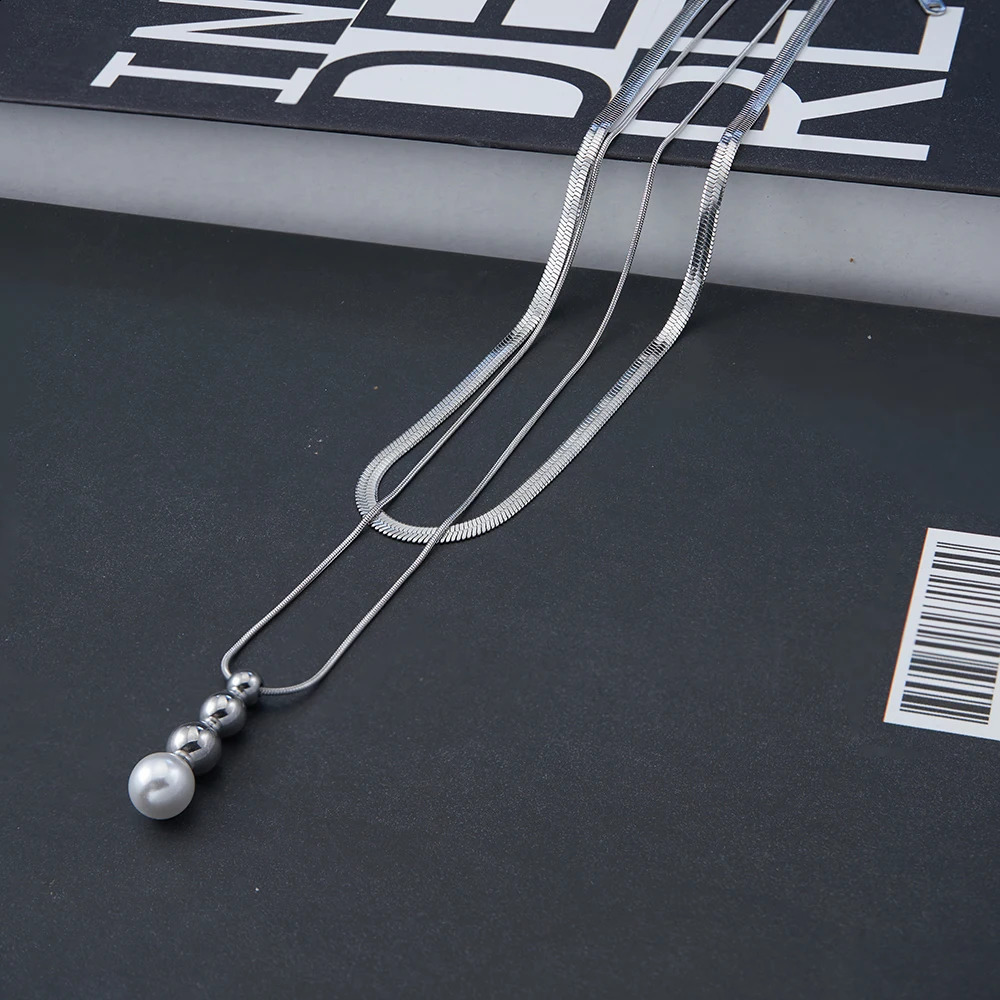 ENFASHION Para MUJI Serpentine Chain Pendant Pearl Necklace Womens Jewelry Necklace 18K Plating Fashion Simple Party Gift P233395 241018