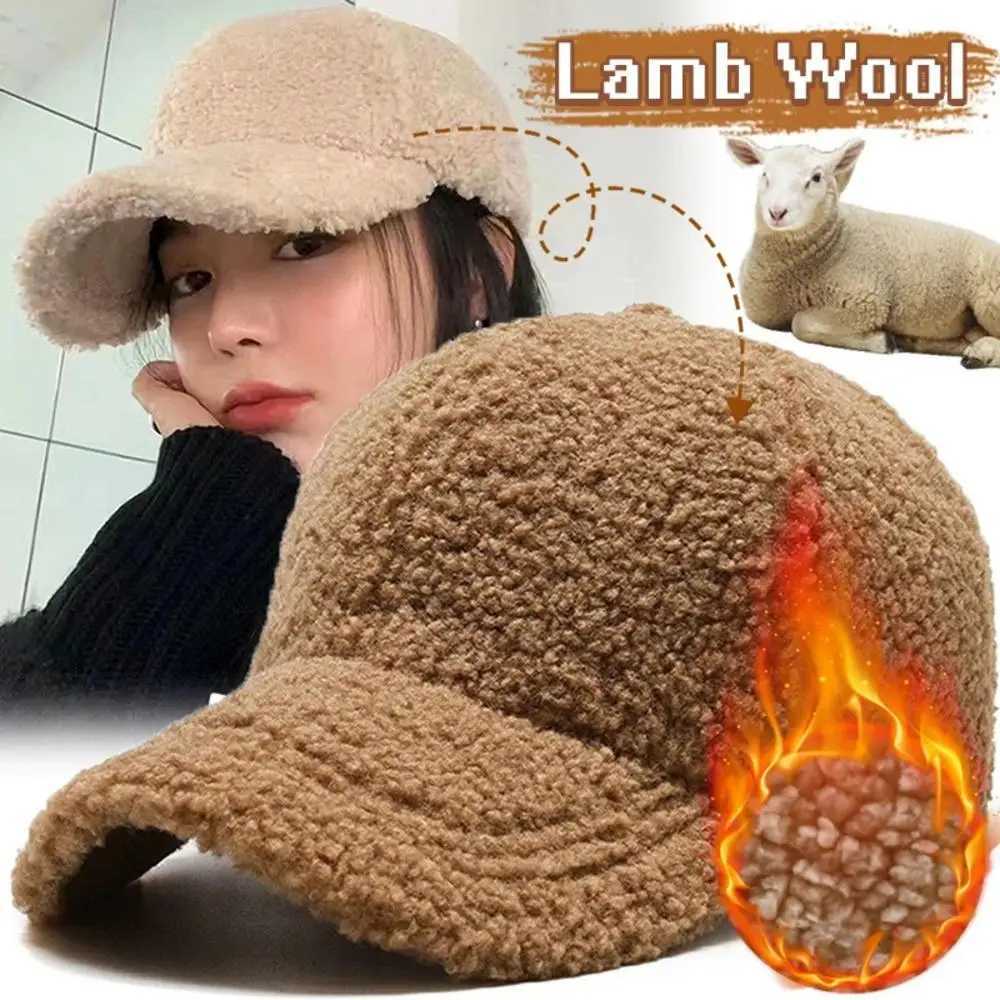 Fashion Winter Men Women Baseball Cap Artificial Lamb Wool Hats Version Tide Warm Cap Plush Baseball Caps Autumn Baseball CapX241018