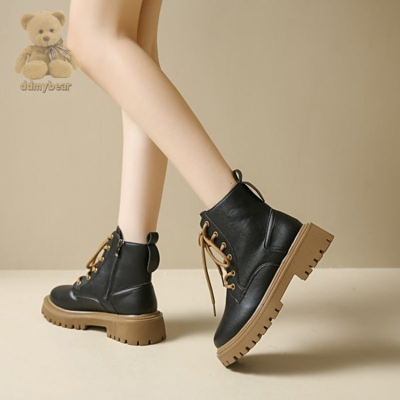 Ddmybear Thick Soled White Martin For Women In Autumn Winter 2024, New British Style And Velvet Motorcycle Short Boots, Women's Boots Chinese Bra