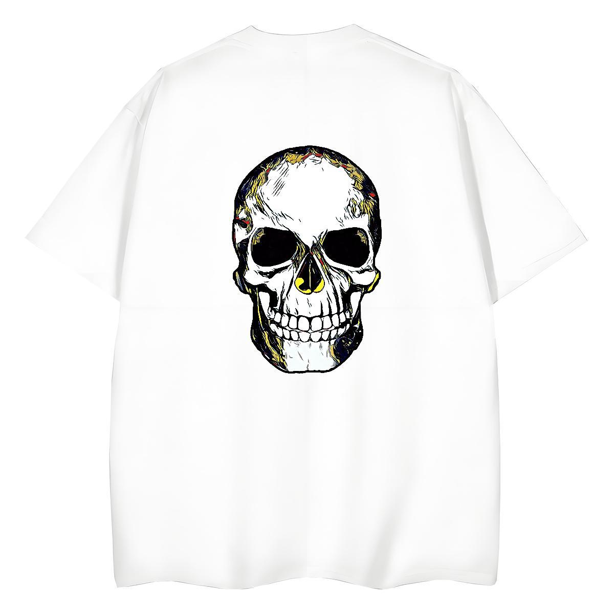 Fashion Casual Women T Shirts 230g Cotton O Neck Short Sleeves Casual Sport skull Tshirt for Man Woman Designer Plus Size Cartoon Clothes Shirt