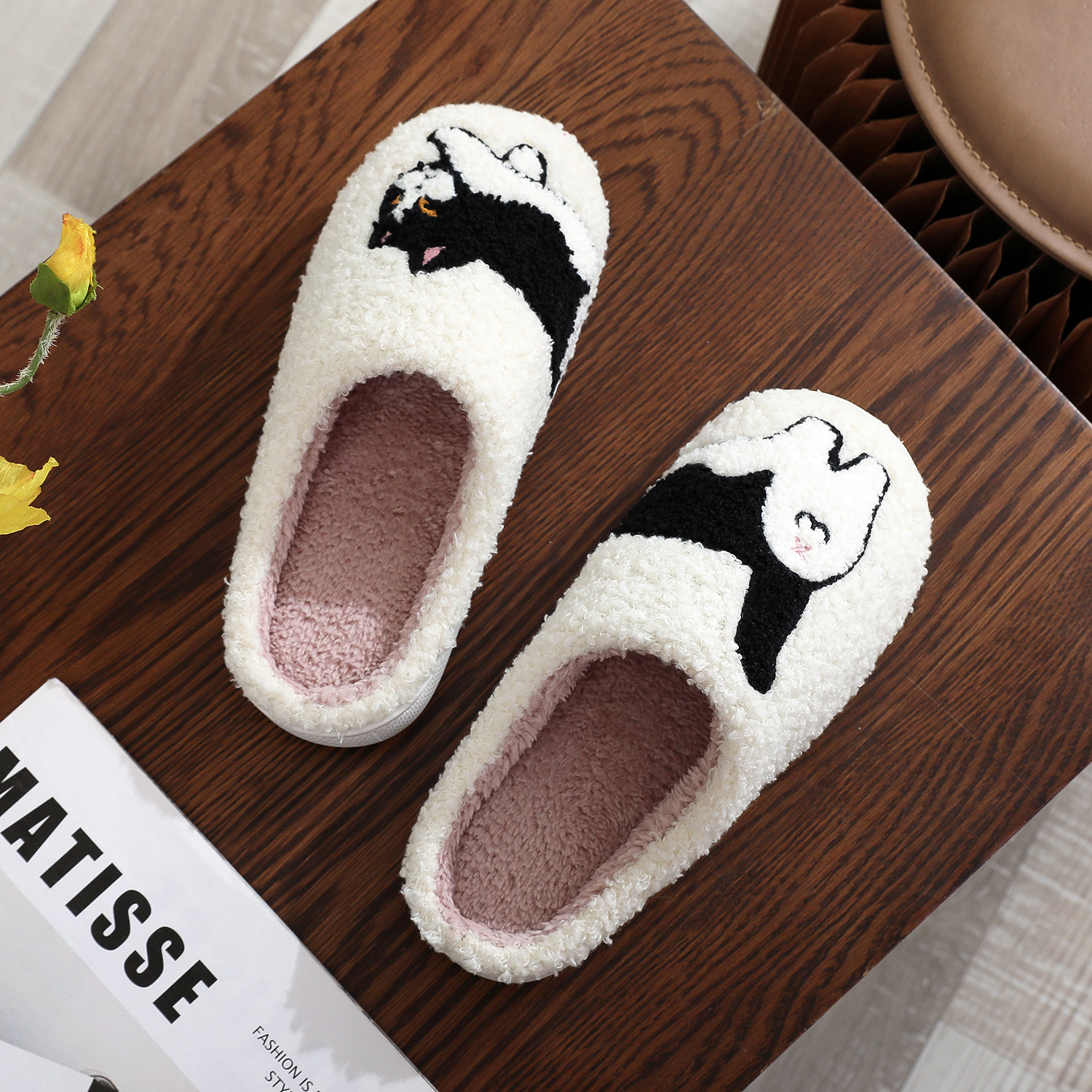 Cozy 2024 Cotton Cat Slippers with Embroidery - Perfect for Winter