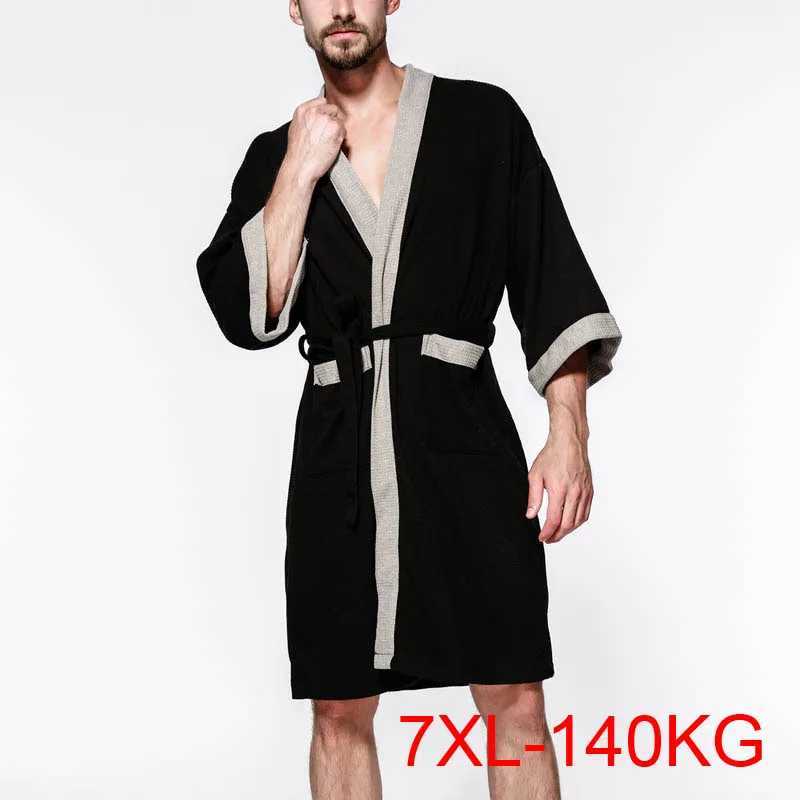 Spring summer Mens bathrobe 7XL Bust 140cm 6XL 5XL Loose cotton bathrobeXJ241018