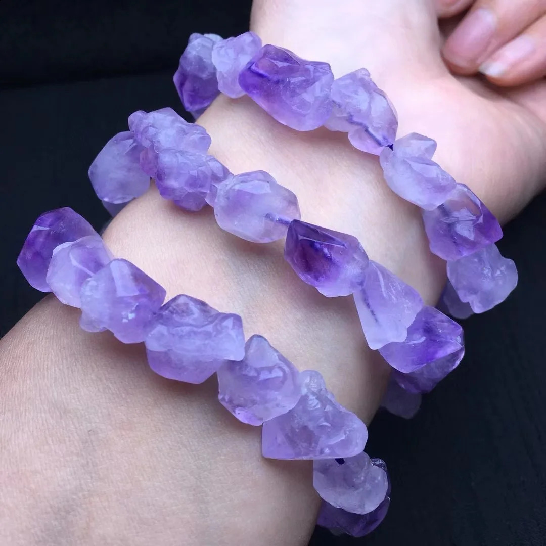 Fengbaowu Natural Lavender Amethyst Bracelet Irregular Beads Crystal Spiritual Healing Stone Fashion Jewelry Womens Gift 241018