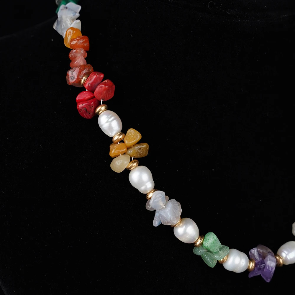 Natural Irregular Shell Beads Colored Coral Stone Necklace Female Charm Handmade Jewelry Necklace y2k Accessories 241018