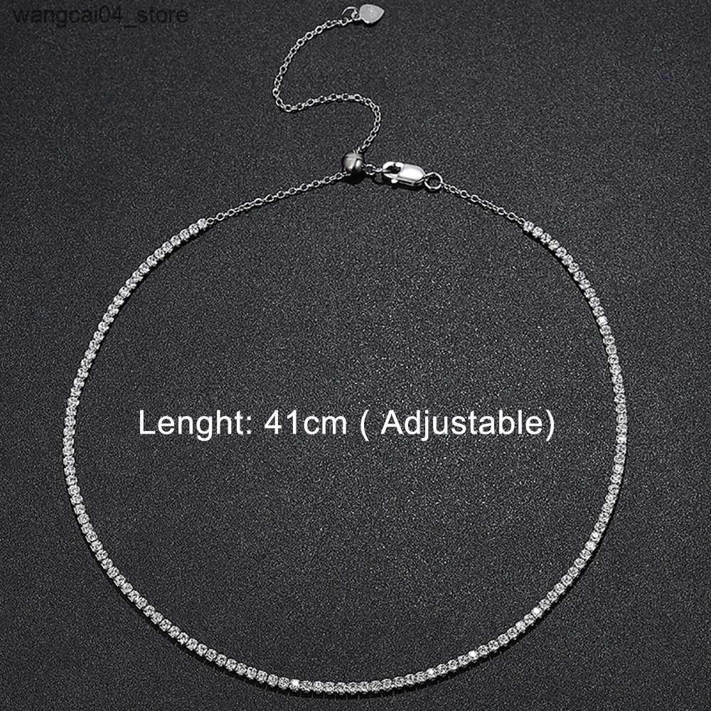 Chokers Serenity D Color 2mm all silica tennis necklace for women S925 silver necklace Clavicle chain plated 18K exquisite jewelry H25417 - view 3