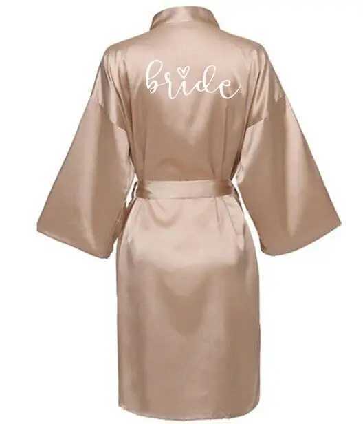Wedding Party Team Bride Robe With Black Letters Kimono Satin Pajamas Bridesmaid Bathrobe SP063XJ241018