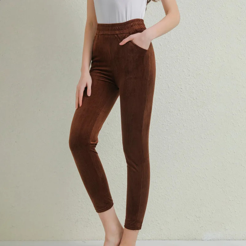 Plush Thick Casual Pants Corduroy Warm Autumn Winter Leggings High Waist Harem Trouser 241007
