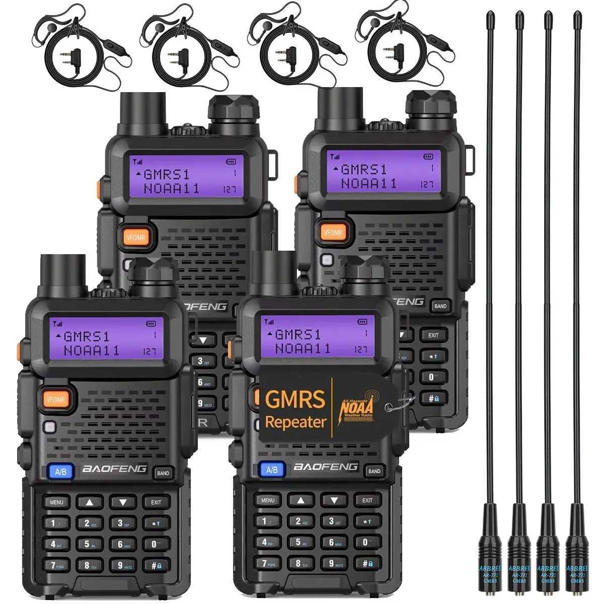 Interphone Baofeng UV-5R GMRS Walkie Talkie Dual Band VHF UHF Long Range High Power NOAA Rechargeable UV5R UV 5R Handheld Ham Two Way Radio Z241018
