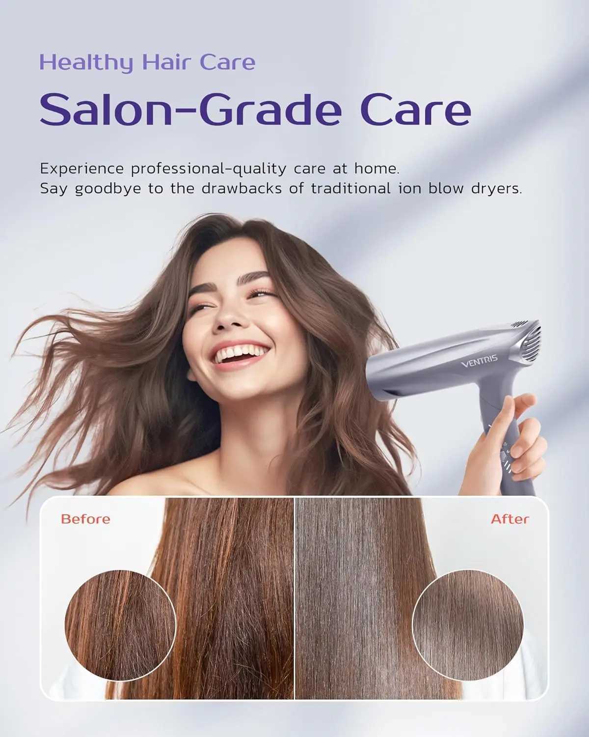 Ionic hair dryer magnetic diffuser high-speed styling hair dryer lightweight and foldable suitable for travel hair dryers W241018