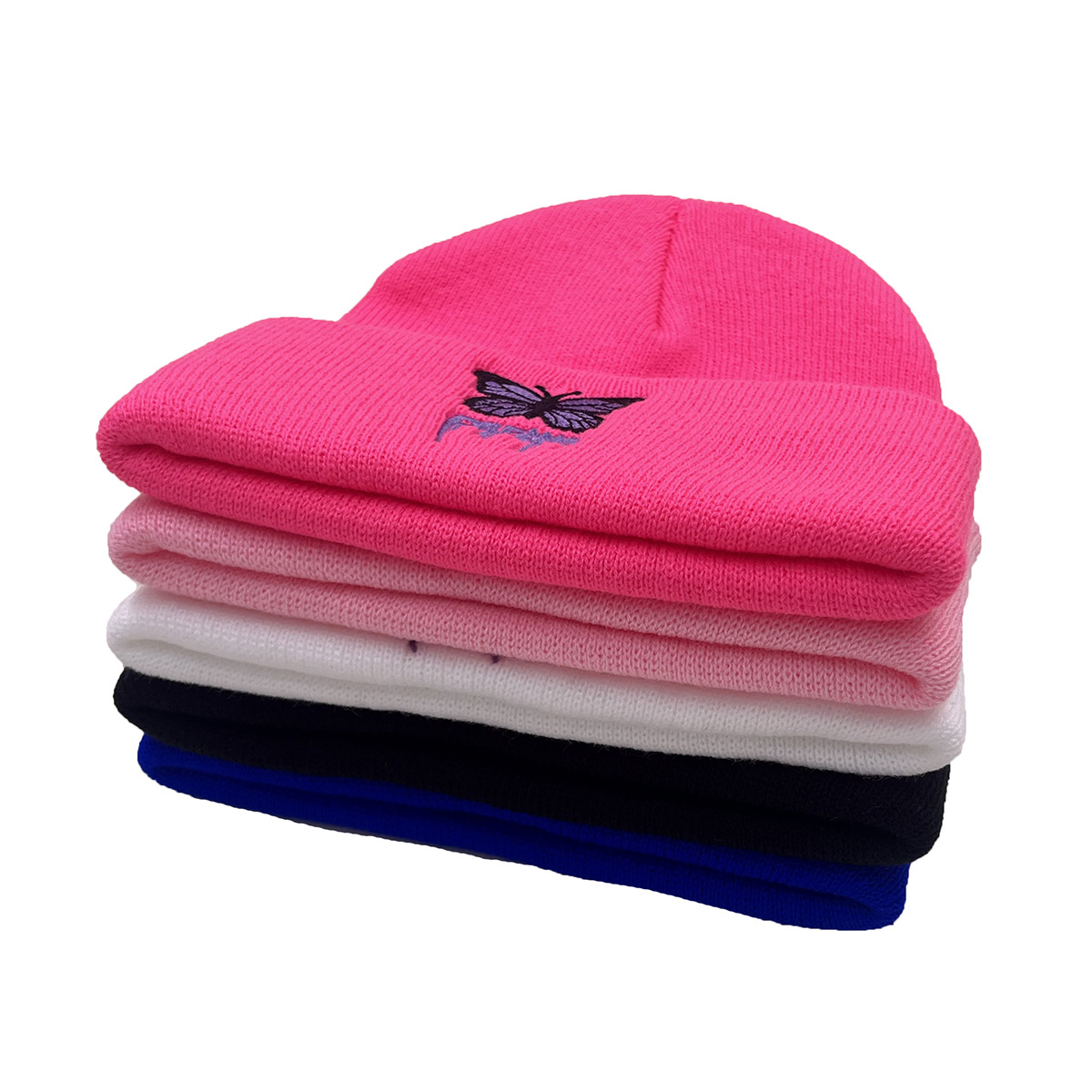Stylish Fall-Winter Knit Cap Featuring Butterfly Embroidery & Ear Covering